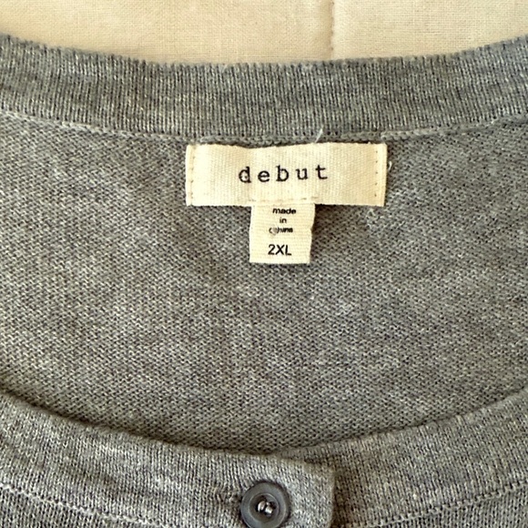 Debut Heather Gray Short Sleeve Button-Down Top - Picture 6 of 11